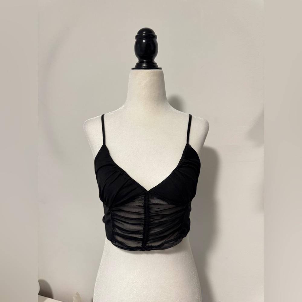 Black Sheer Garage Tank Top
